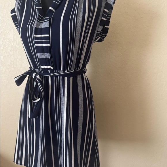 Monteau Anthropology Striped Navy and White Mini Dress - Picture 3 of 8